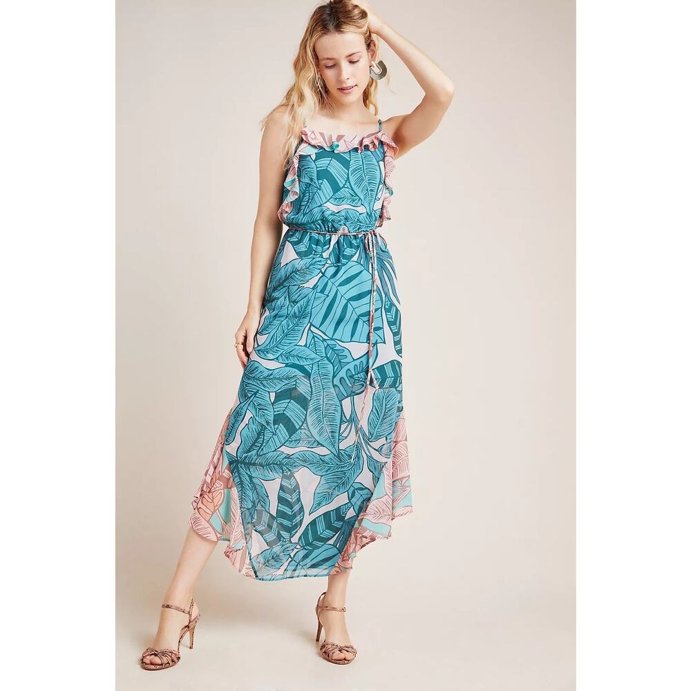 Farm Rio For Anthropologie Ruffled Botanical Maxi Dress